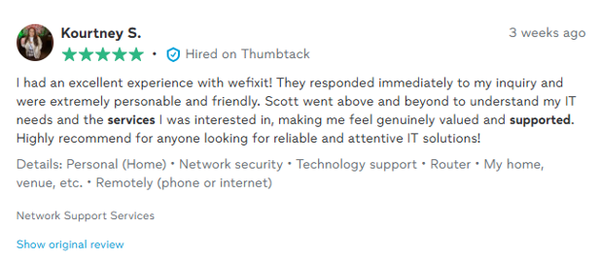 Customer review screenshot